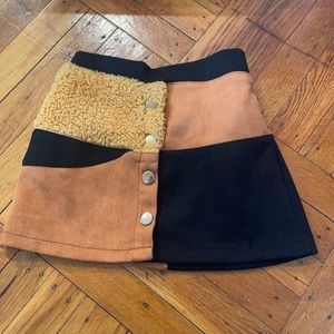 Mini skirt dress fall winter Brown black gold big buttons elastic waist size 3t